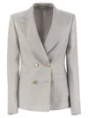 Tagliatore Women Linen Double-breasted Blazer In Multicolor