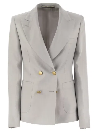 Tagliatore Women Linen Double-breasted Blazer In Light Grey