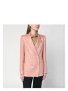 Tagliatore Pink Linen Double-breasted Jacket