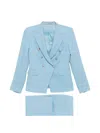 Tagliatore Double-breasted Linen Pant Suit In Multi