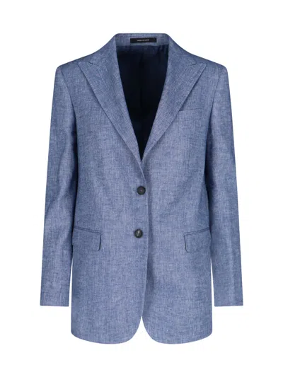 Tagliatore Women's Linen-blend Stretch Jacket In Blue