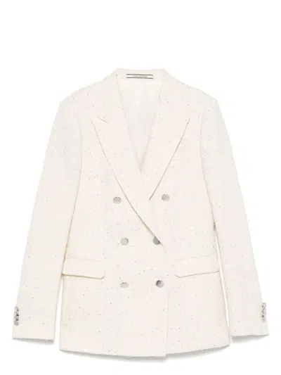 TAGLIATORE WOMEN'S MICRO-PAILLETTES EMBELLISHED PARIGI DOUBLE-BREASTED BLAZER