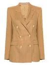 Tagliatore Double-breasted Jacket With Back Vent In Brown