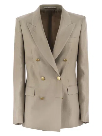 TAGLIATORE WOMEN'S PARIS - LINEN DOUBLE-BREASTED BLAZER