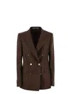 Tagliatore Double-breasted Jacket  J-parigi Made Of Linen In Brown