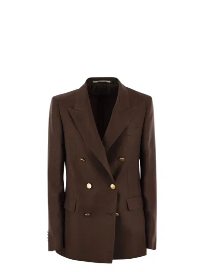 TAGLIATORE WOMEN'S PARIS - LINEN DOUBLE-BREASTED BLAZER