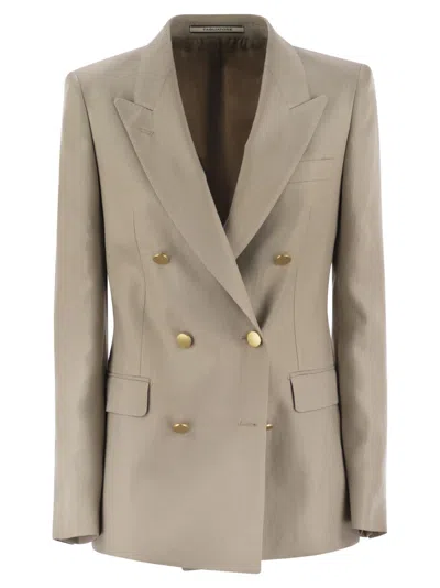 TAGLIATORE TAGLIATORE WOMEN PARIS - LINEN DOUBLE-BREASTED BLAZER