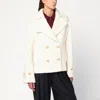 Tagliatore Short Cream Alpaca-blend Coat In White