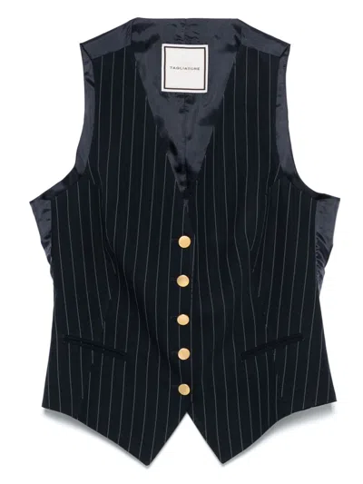 Tagliatore Women Striped V-necked Vest In Black