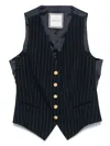 Tagliatore Women Striped V-necked Vest In Black