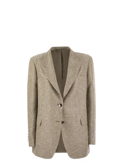 TAGLIATORE WOMEN'S TWO-BUTTON JACKET WITH MICRO SEQUINS