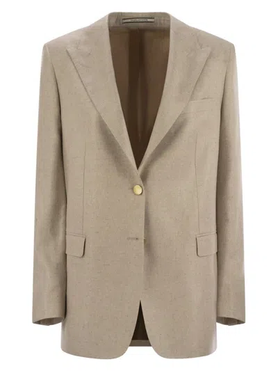 TAGLIATORE WOMEN'S TWO-BUTTON SILK JACKET