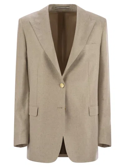 Tagliatore Women Two-button Silk Jacket In Beige