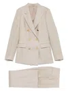 Tagliatore Linen Double-breasted Suit In Taupe In Nude & Neutrals