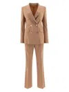 Tagliatore Double-breasted Suit Flap Pockets Notched Lapels In Beige