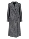 Tagliatore Herringbone-pattern Double-breasted Coat In Black
