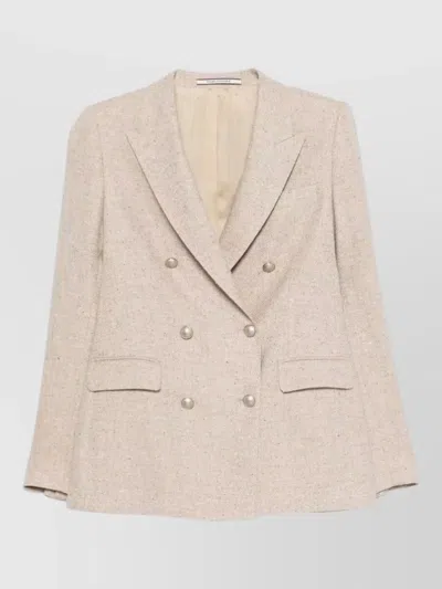 Tagliatore Womens Jacket Structured Shoulders Notched Lapels In Neutral