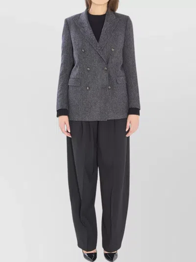 Tagliatore Jasmine Herringbone Double-breasted Peacoat In Gray