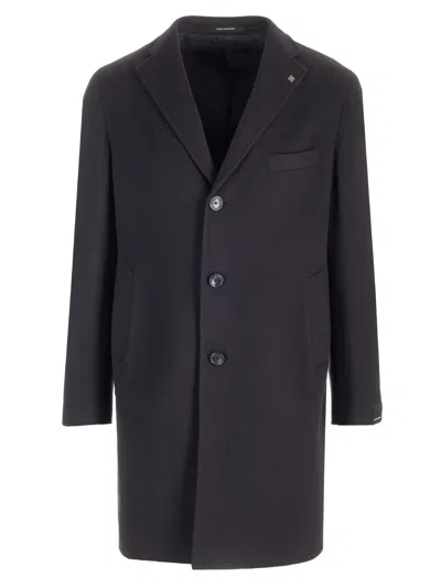 Tagliatore Wool And Cashmere Coat In Blue