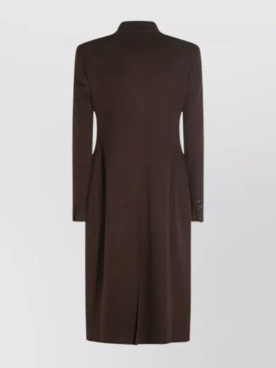 Tagliatore Wool And Cashmere Coat With Button Detailing In Brown