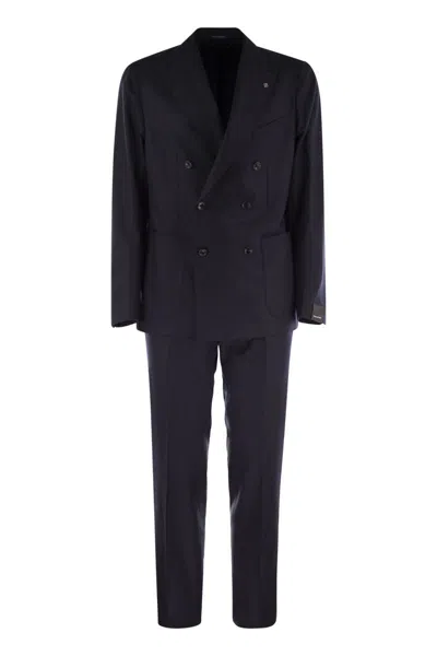 Tagliatore Wool And Cashmere Double-breasted Suit In Gold