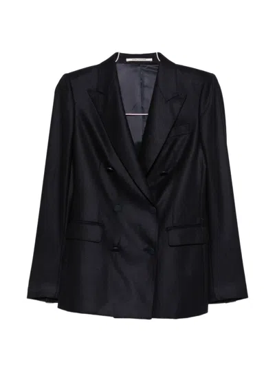 Tagliatore Wool And Cashmere Double-breasted Blazer In Black