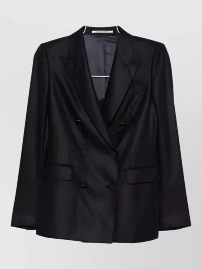 Tagliatore Wool And Cashmere Double-breasted Jacket In Black