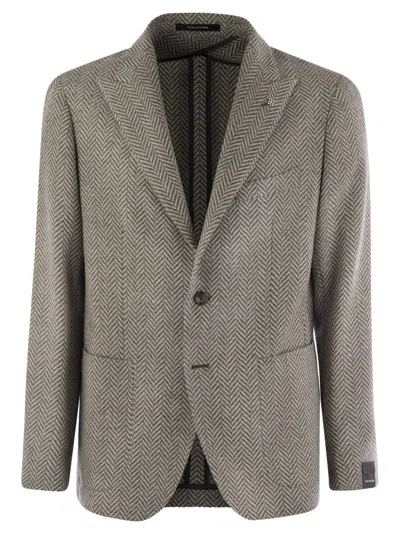 Tagliatore Wool And Cashmere Jacket In Green