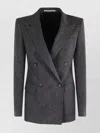 Tagliatore Double-breasted Herringbone Blazer With Notched Lapel In Gray