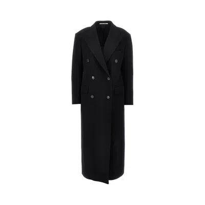Tagliatore Wool And Cashmere Long Coat In Black