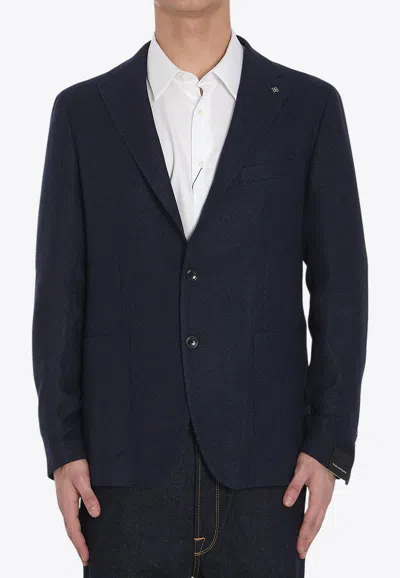 TAGLIATORE WOOL AND LINEN SINGLE-BREASTED BLAZER