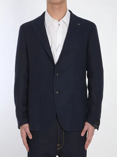 TAGLIATORE TAGLIATORE WOOL AND LINEN SINGLE-BREASTED JACKET