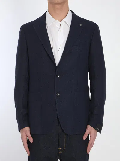 TAGLIATORE WOOL AND LINEN SINGLE-BREASTED JACKET