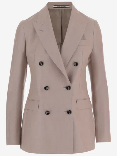 Tagliatore Wool And Silk Blend Jacket In Neutral