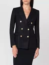 Tagliatore Double-breasted Wool Jacket With Peak Lapels In Black