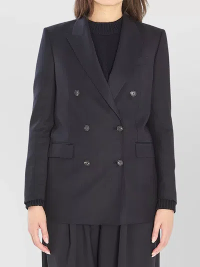 Tagliatore Jasmine Peak-lapels Double-breasted Peacoat In Black