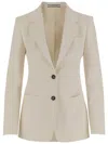 Tagliatore Wool And Silk Single-breasted Jacket In Neutrals