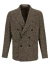 Tagliatore Textured Brown Double-breasted Wool Blend Blazer
