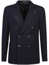 Tagliatore Peak-lapels Double-breasted Blazer In Blue
