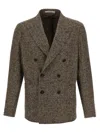 Tagliatore Textured Brown Double-breasted Wool Blend Blazer