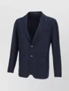 Tagliatore Montecarlo Blue Single-breasted Jacket With Notched Revers In Silk Man