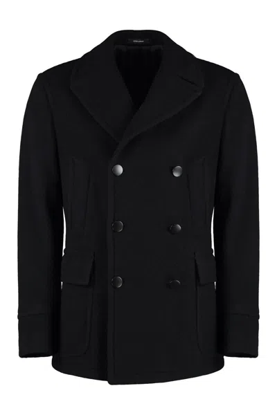 Tagliatore Wool Blend Coat In Black