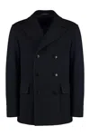 Tagliatore Blue Wool Blend Short Double-breasted Coat In Blue