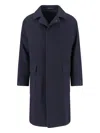 Tagliatore Blue Jacket With Classic Collar And Concealed Button Placket In Blue