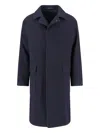 Tagliatore Blue Jacket With Classic Collar And Concealed Button Placket In Blue