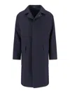 Tagliatore Blue Jacket With Classic Collar And Concealed Button Placket In Blue