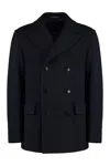 Tagliatore Blue Wool Blend Short Double-breasted Coat In Blue