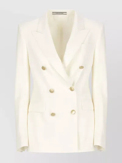 Tagliatore Wool Blend Double-breasted Blazer In Neutral