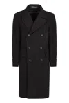 Tagliatore Logo-plaque Double-breasted Coat In Black