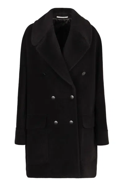 Tagliatore Wool Blend Double-breasted Coat In Black